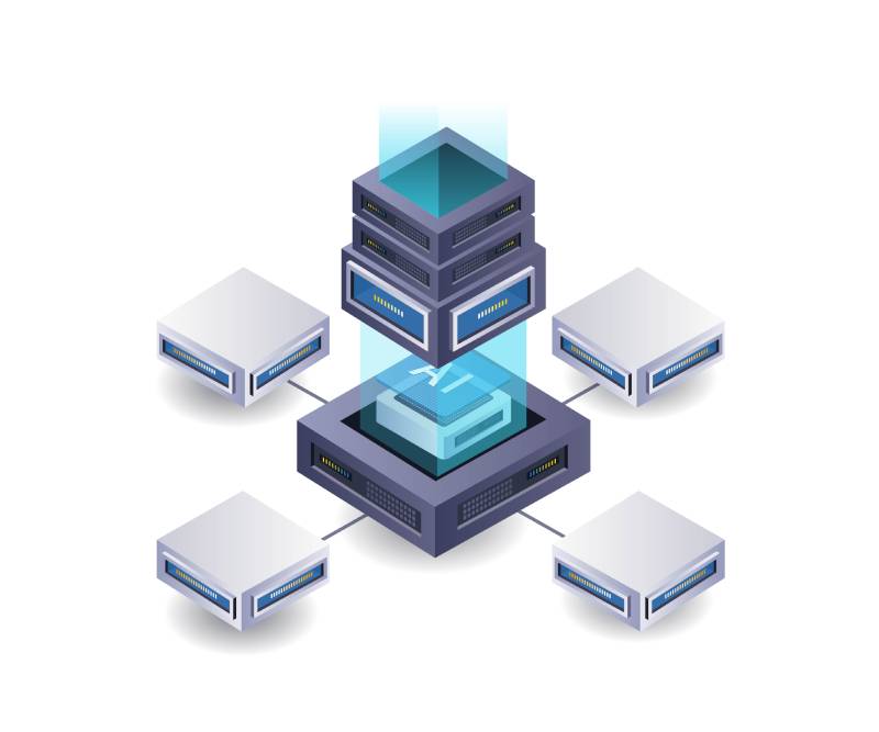 An abstract visualization of interconnected layers of a tech stack.